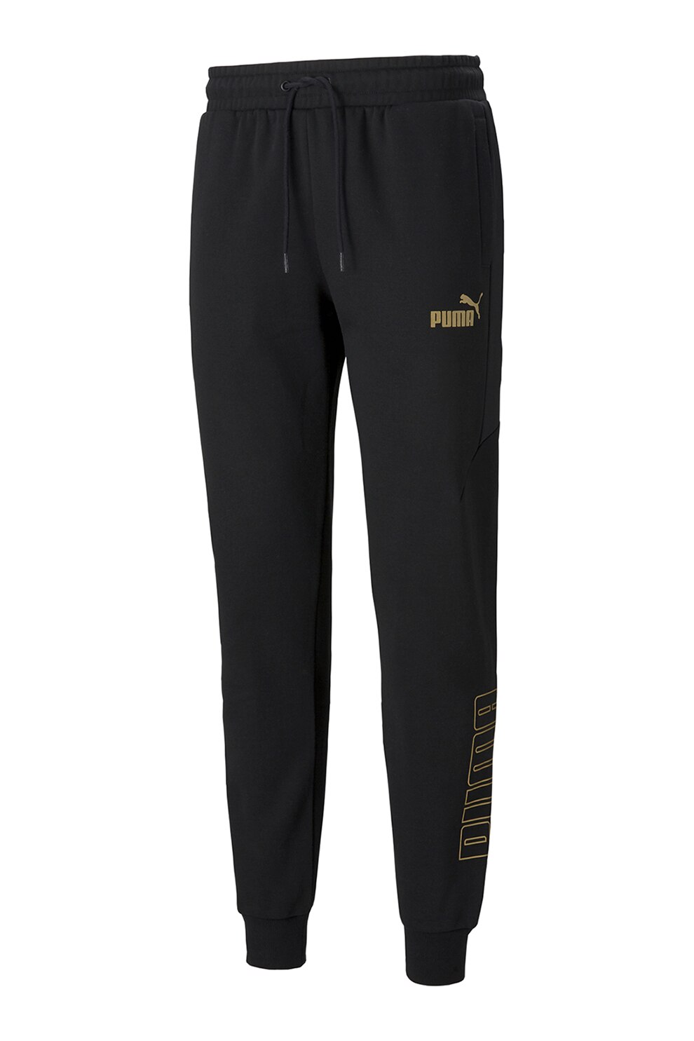 Puma, Pantaloni sport cu snur si logo Winterized, Negru